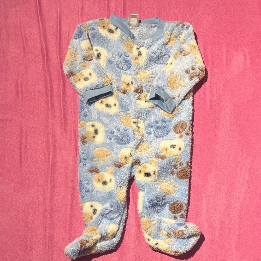 Cozy Blue and Brown Kids Footie Pajamas
